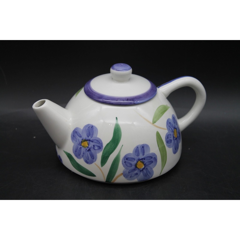 Verona Designs CIC Floral Teapot Purple Blue Flowers Ceramic Dishwasher Safe